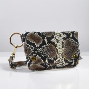 Riñonera animal print con estampado de serpiente gris