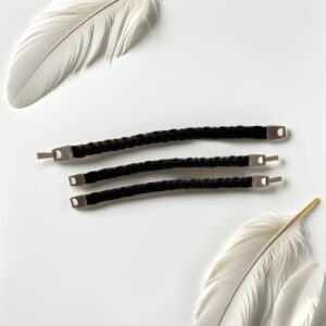 Pulsera de cuero negro trenzada -