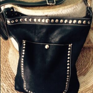 Bolso bandolera negro de piel